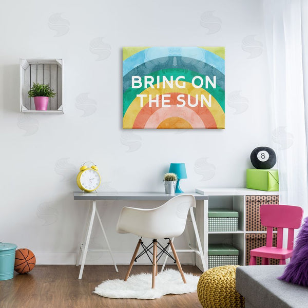 Stupell Industries Stupell Studio | Bring On The Sun Typography Rainbow Watercolor Detail Wall Art