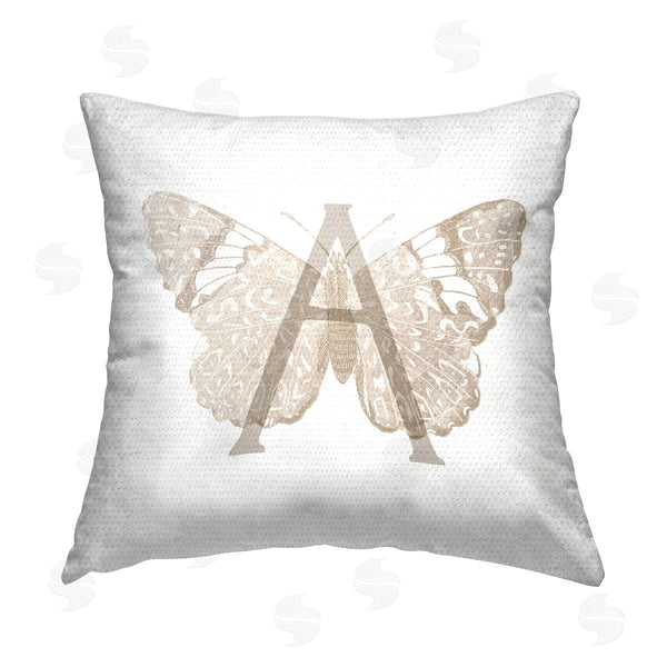Stupell Industries Stupell Studio | Butterfly A Initial Printed Throw Pillow