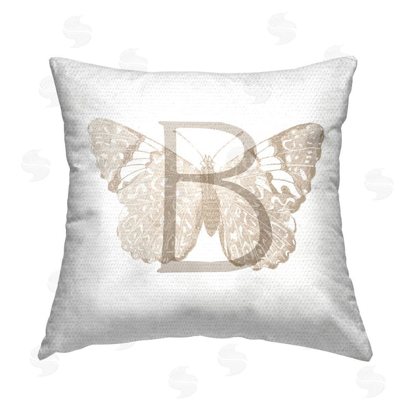 Stupell Industries Stupell Studio | Butterfly B Name Initial Printed Throw Pillow