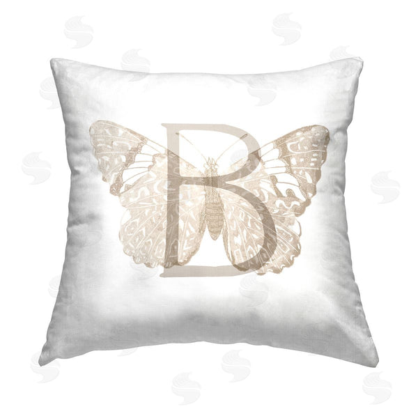 stupell industries Stupell Studio | Butterfly B Name Initial Printed Throw Pillow