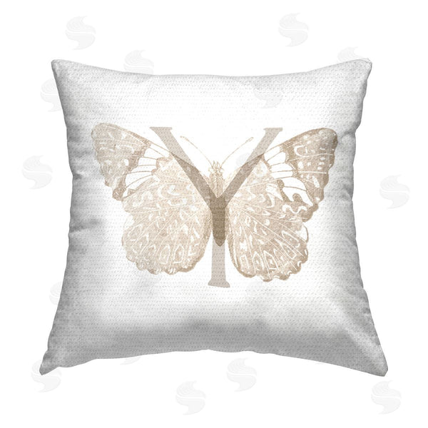 Stupell Industries Stupell Studio | Butterfly Initial Letter Y Printed Throw Pillow