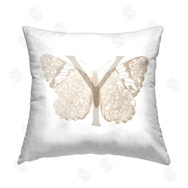 stupell industries Stupell Studio | Butterfly Initial Letter Y Printed Throw Pillow