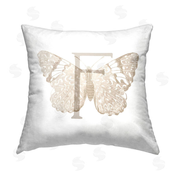 stupell industries Stupell Studio | Butterfly Name Initial F Printed Throw Pillow