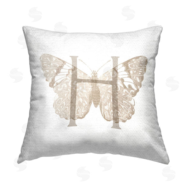 Stupell Industries Stupell Studio | Butterfly Name Initial H Printed Throw Pillow