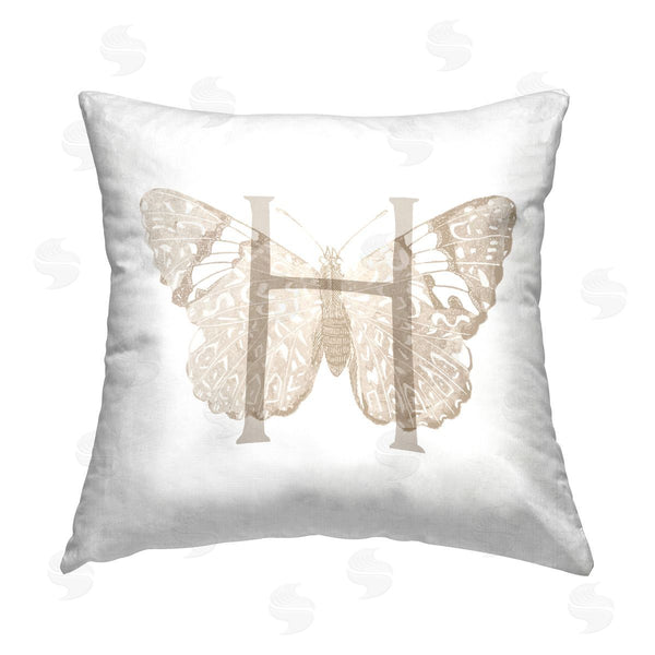 stupell industries Stupell Studio | Butterfly Name Initial H Printed Throw Pillow