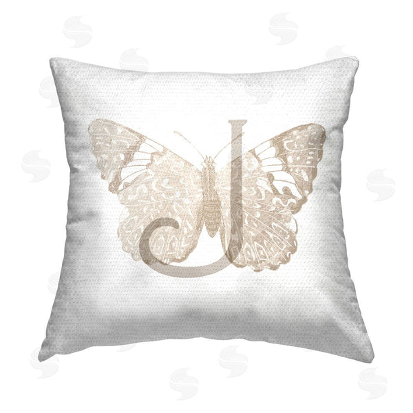 Stupell Industries Stupell Studio | Butterfly Name Initial J Printed Throw Pillow