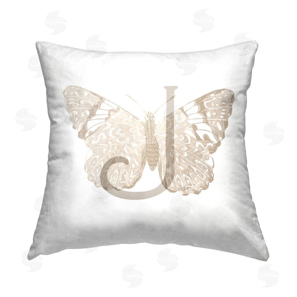 stupell industries Stupell Studio | Butterfly Name Initial J Printed Throw Pillow