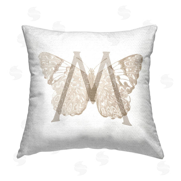 Stupell Industries Stupell Studio | Butterfly Name Initial M Printed Throw Pillow
