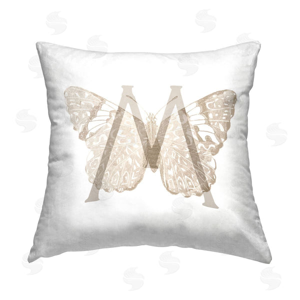 stupell industries Stupell Studio | Butterfly Name Initial M Printed Throw Pillow