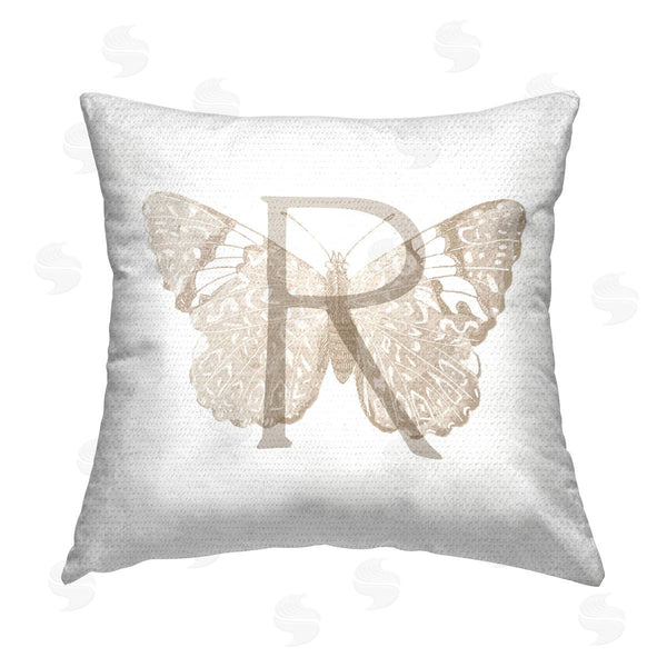 Stupell Industries Stupell Studio | Butterfly Name Initial R Printed Throw Pillow