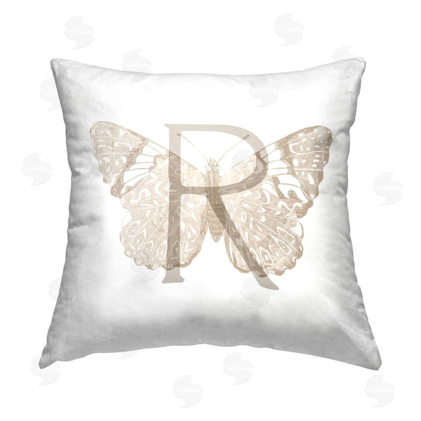stupell industries Stupell Studio | Butterfly Name Initial R Printed Throw Pillow