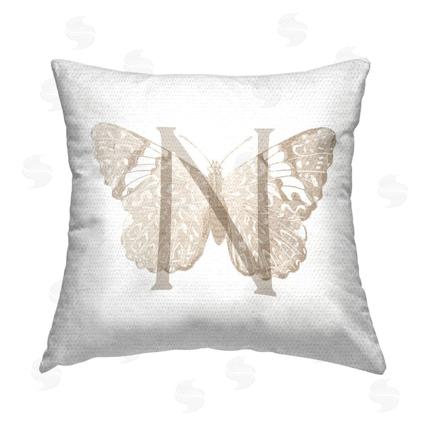Stupell Industries Stupell Studio | Butterfly Name Letter N Printed Throw Pillow
