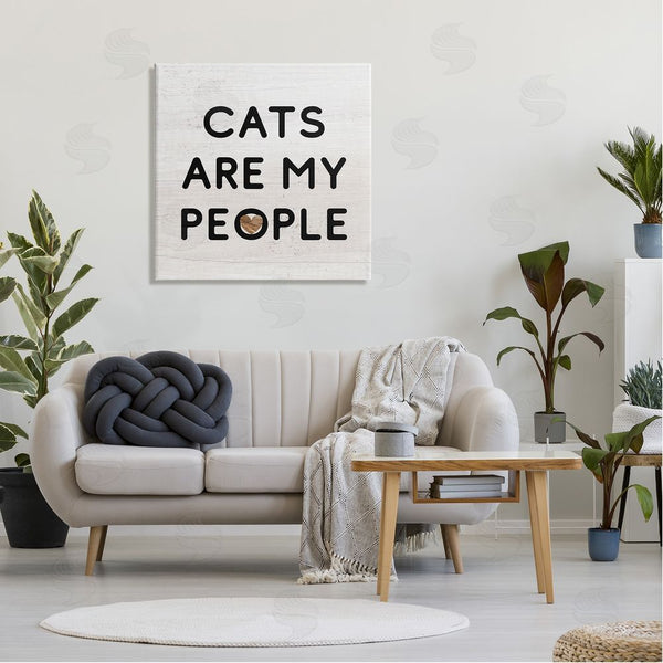 Stupell Industries Stupell Studio | Cats Are My People Rustic Heart Symbol Text Wall Art