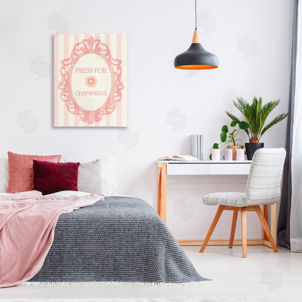 Stupell Industries Stupell Studio | Champagne Button On Stripes Wall Art