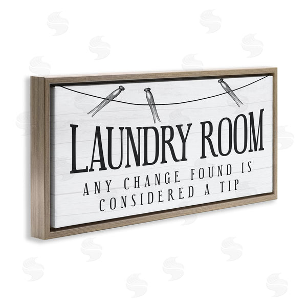 Stupell Industries Stupell Studio | Change Found Is Tip Humor Vintage Laundry Sign Wall Art