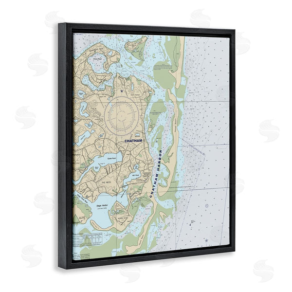Stupell Industries Stupell Studio | Chatham Harbor Traditional Nautical Map Grey Blue Wall Art
