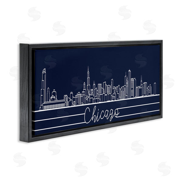 Stupell Industries Stupell Studio | Chicago Illinois Linework City Skyline Deep Blue Wall Art