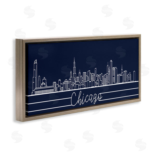 Stupell Industries Stupell Studio | Chicago Illinois Linework City Skyline Deep Blue Wall Art