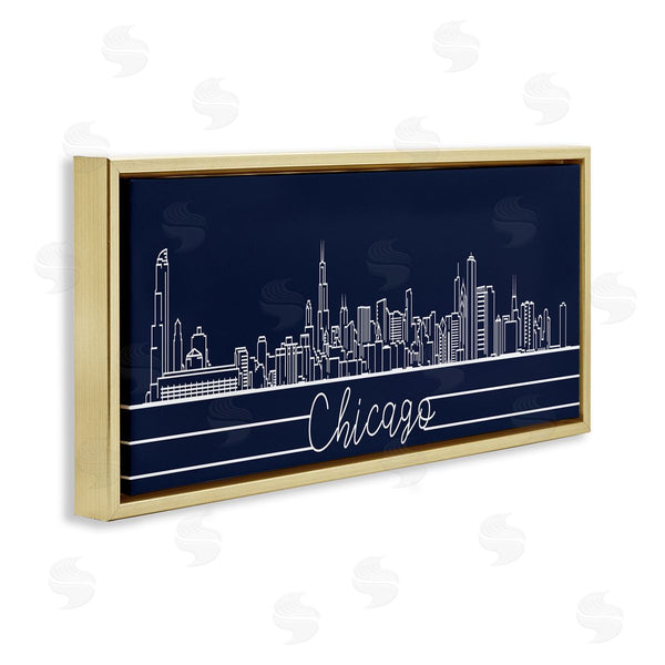 Stupell Industries Stupell Studio | Chicago Illinois Linework City Skyline Deep Blue Wall Art