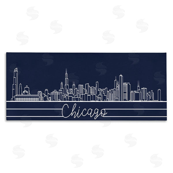 stupell industries Stupell Studio | Chicago Illinois Linework City Skyline Deep Blue Wall Art