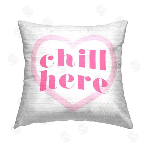 Stupell Industries Stupell Studio | Chill Here Pink Heart Printed Throw Pillow