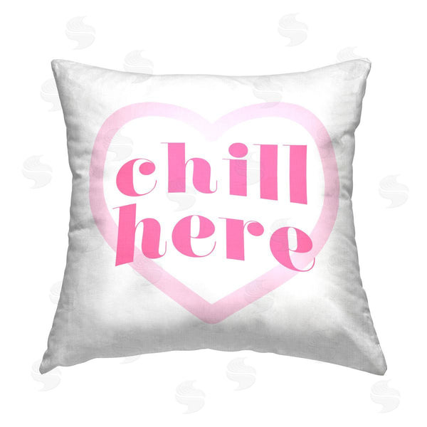 stupell industries Stupell Studio | Chill Here Pink Heart Printed Throw Pillow