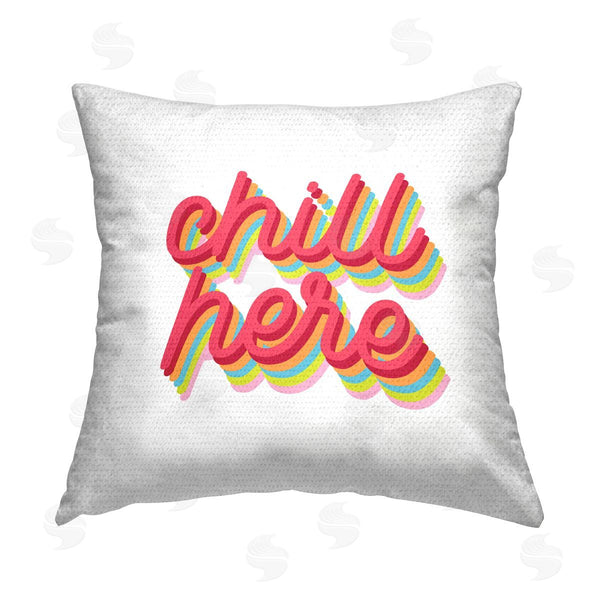 Stupell Industries Stupell Studio | Chill Here Striped Cursive Printed Throw Pillow
