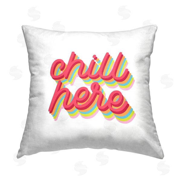 stupell industries Stupell Studio | Chill Here Striped Cursive Printed Throw Pillow