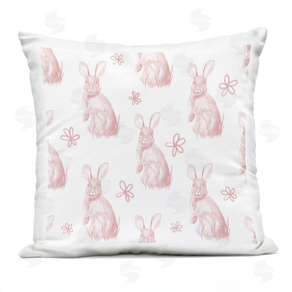 Stupell Industries Stupell Studio | Classic Pink Bunny Rabbit Nature Pattern Printed Throw Pillow