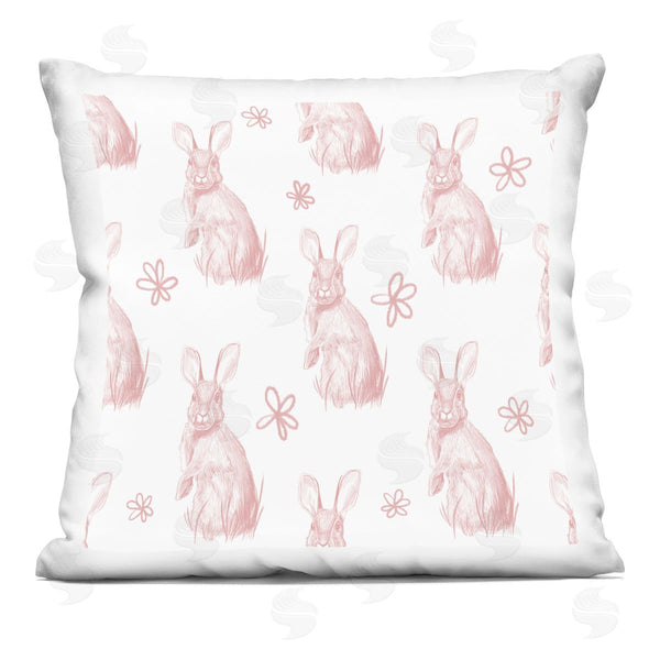 stupell industries Stupell Studio | Classic Pink Bunny Rabbit Nature Pattern Printed Throw Pillow
