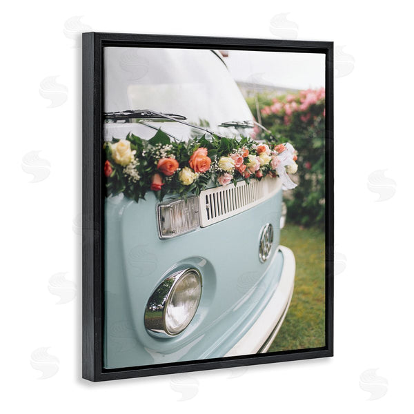 Stupell Industries Stupell Studio | Classic Retro Blue Van Spring Rose Florals