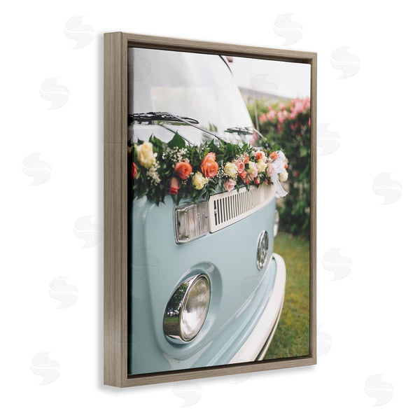 Stupell Industries Stupell Studio | Classic Retro Blue Van Spring Rose Florals