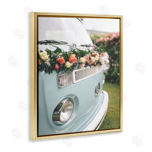 Stupell Industries Stupell Studio | Classic Retro Blue Van Spring Rose Florals