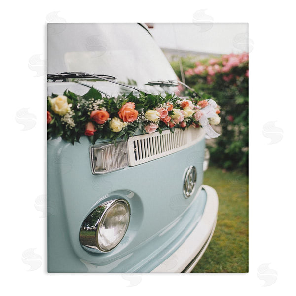 stupell industries Stupell Studio | Classic Retro Blue Van Spring Rose Florals
