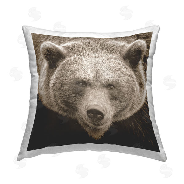 stupell industries Stupell Studio | Close Up Bear Wildlife Face Printed Throw Pillow
