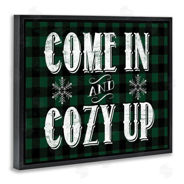 Stupell Industries Stupell Studio | Come In Cozy Up Phrase Snowflakes Green Plaid Wall Art