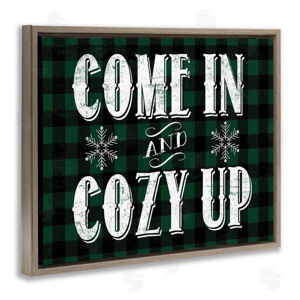 Stupell Industries Stupell Studio | Come In Cozy Up Phrase Snowflakes Green Plaid Wall Art