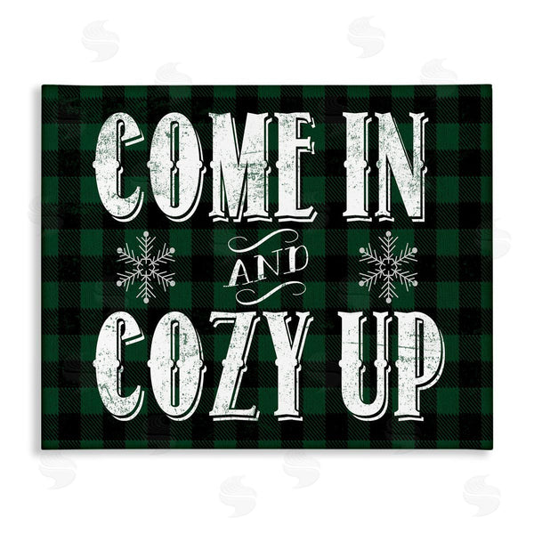 stupell industries Stupell Studio | Come In Cozy Up Phrase Snowflakes Green Plaid Wall Art