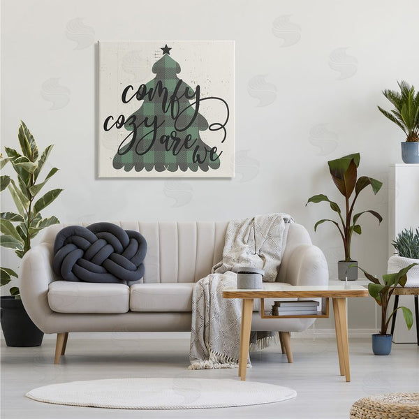 Stupell Industries Stupell Studio | Comfy Cozy Are We Quote Plaid Christmas Tree Wall Art