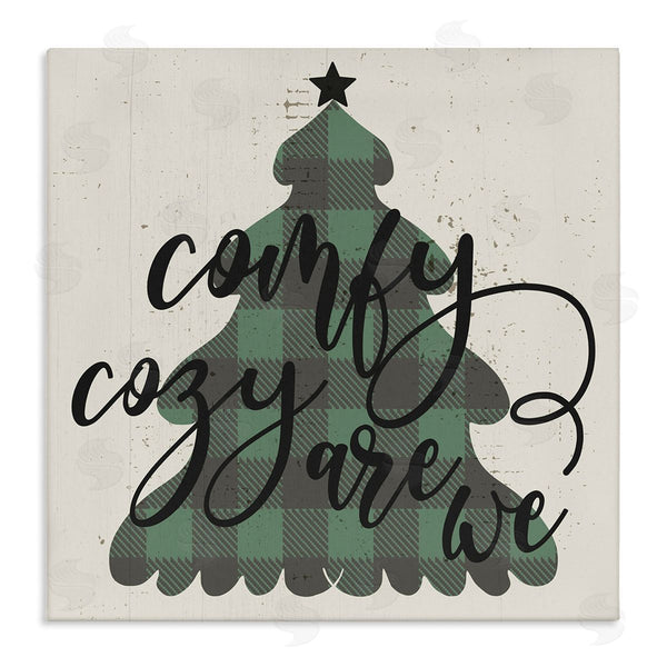 stupell industries Stupell Studio | Comfy Cozy Are We Quote Plaid Christmas Tree Wall Art