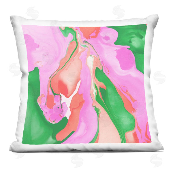 stupell industries Stupell Studio | Contemporary Bold Pink Green Fluid Shapes Printed Throw Pillow