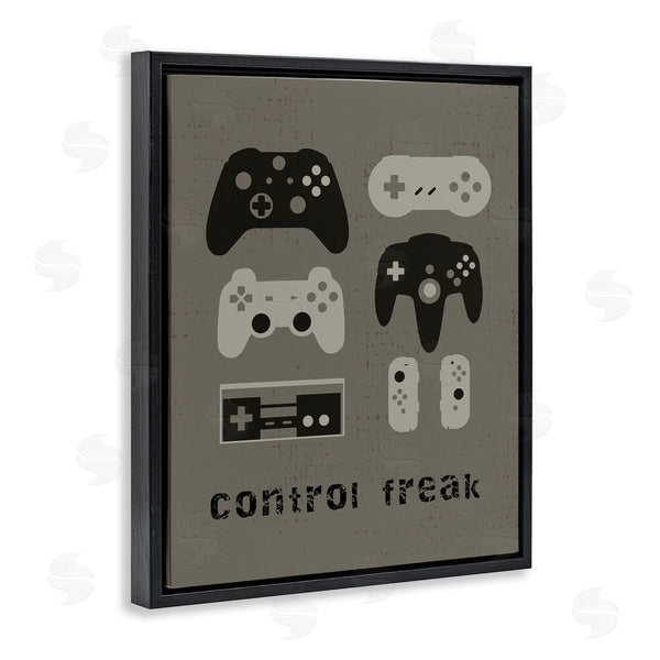 Stupell Industries Stupell Studio | Control Freak Distressed Pattern Black Grey Controllers Wall Art