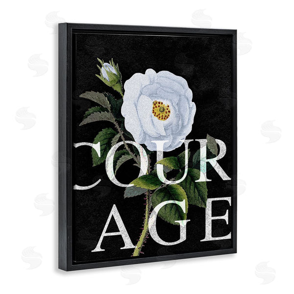 Stupell Industries Stupell Studio | Courage Text Over Vintage White Rose Floral