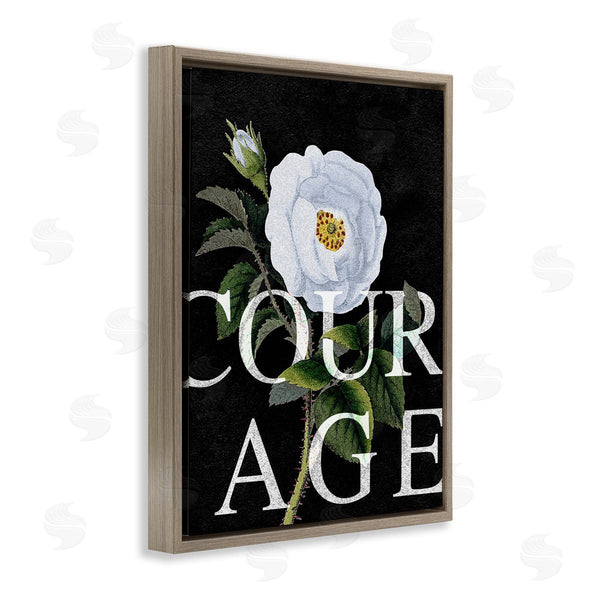 Stupell Industries Stupell Studio | Courage Text Over Vintage White Rose Floral