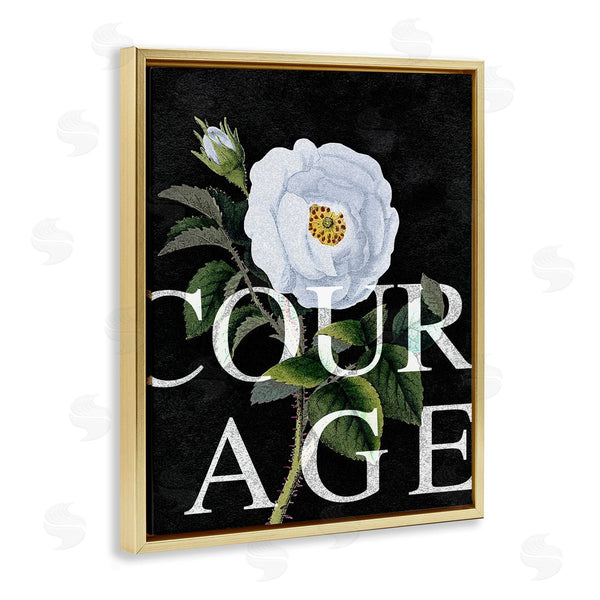 Stupell Industries Stupell Studio | Courage Text Over Vintage White Rose Floral