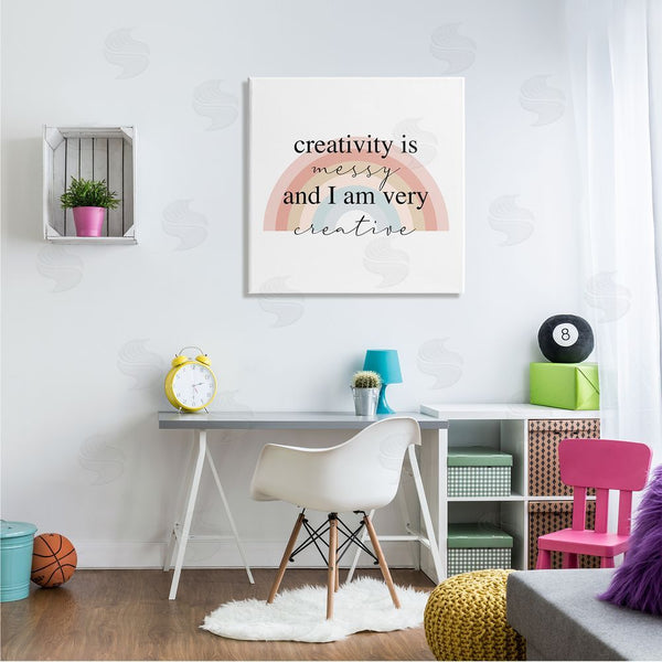 Stupell Industries Stupell Studio | Creativity Is Messy Funny Phrase Boho Tone Rainbow Wall Art