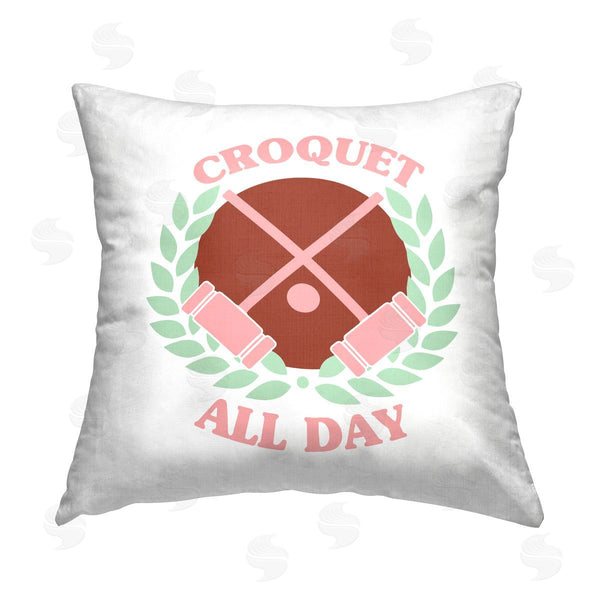 stupell industries Stupell Studio | Croquet All Day Pastel Laurel Printed Throw Pillow