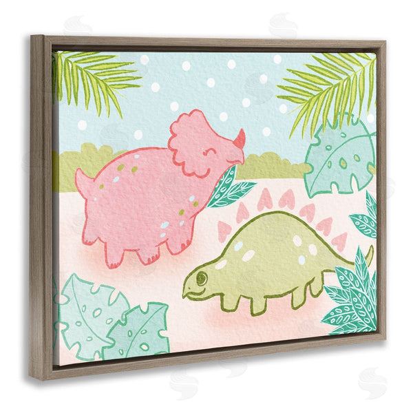 Stupell Industries Stupell Studio | Cute Dinosaurs Pink Green Kids
