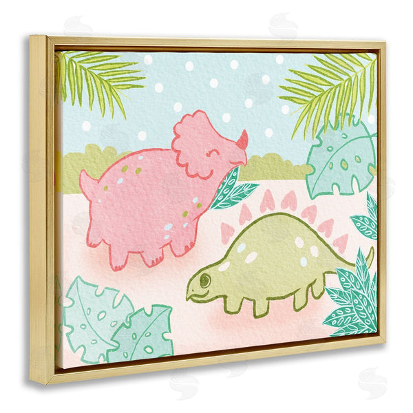 Stupell Industries Stupell Studio | Cute Dinosaurs Pink Green Kids
