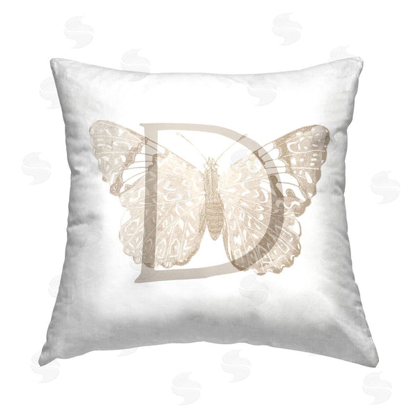 stupell industries Stupell Studio | D Butterfly Name Initial Printed Throw Pillow